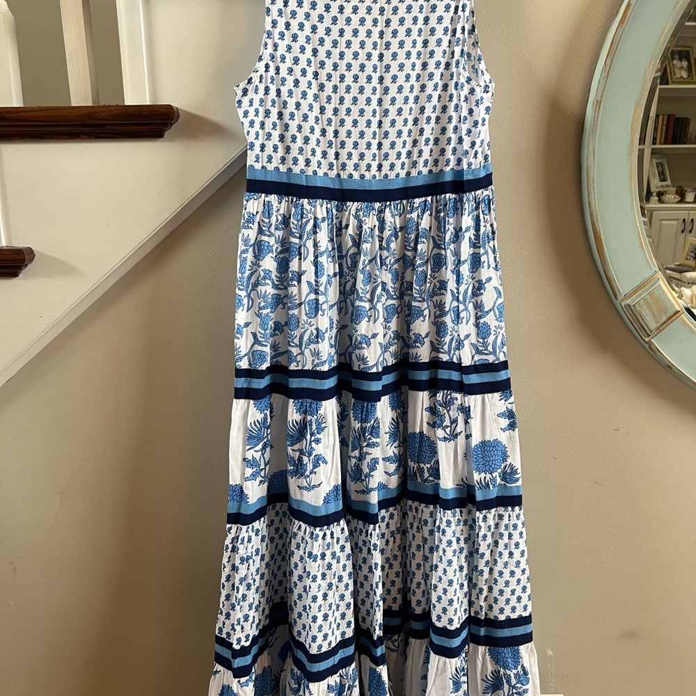 CHELSEA  & Theodore Sleeveless Tiered Maxi Dress cotton small - Picture 6 of 7